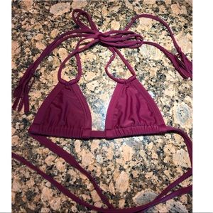 Montce Swim Maroon Euro Tassels Bikini Top